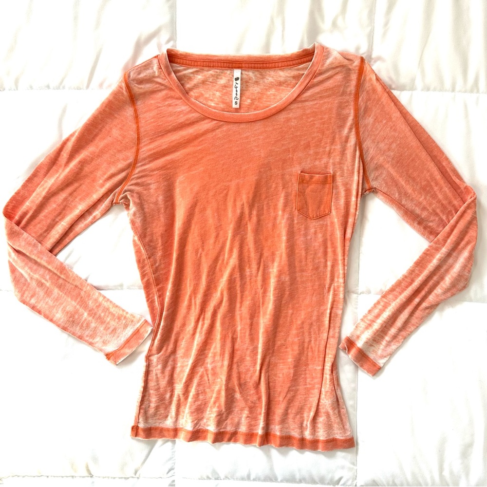 Orange Long Sleeve Pocket Tee